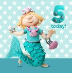 5th Birthday Card - Girl Mermaid - Ferdie & Friends