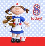 8th Birthday Card - Girl Nurse Dress Up - Ferdie & Friends