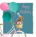 Birthday Card - Cocker Spaniel Dog & Bike - The Wildlife Ling Design