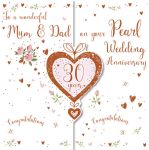Wedding Anniversary Card - 30th Pearl - Mum & Dad - 3 Fold - Ling Design