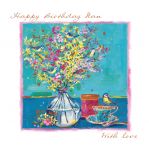 Birthday Card - Nan - Forsythia Blossom Blue Tits - Ling Design