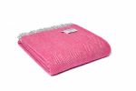 Tweedmill Herringbone Throw 100% Pure New Wool - Cerise Pink & Silver