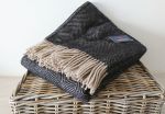 Herringbone Throw 100% Pure New Wool - Vintage Black & Fawn