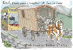 Fathers Day Card - Dad From Daughter & Son in Law - Man Asleep Gypsy Caravan