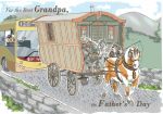 Fathers Day Card - Best Grandpa Man Asleep Gypsy Caravan - Funny