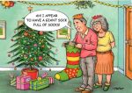 Christmas Card - Giant Sock Stocking - Funny Side Xmas Rainbow Humour LG