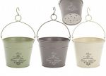 Vintage Style Metal Peg Bucket with Hook Garden - 3 Colours