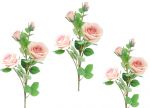3 x Light Pink Rose Artificial Flower - 70cm - Sincere