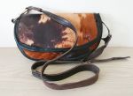 Cowhide Brown & Bull Ring Half Moon Handbag - Joey D