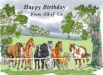 Birthday Card From All Of Us - Horses At Fence Equine Gathering - Gift Envy