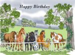 Birthday Card - Horses At Fence Equine Gathering - Gift Envy