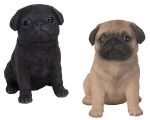 Pug Puppy Dog - Lifelike Ornament Gift - Indoor or Outdoor - Pet Pals - 2 Colours Black Fawn