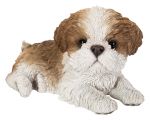 Shih Tzu Brown Laying Puppy Dog - Lifelike Ornament Gift - Indoor Outdoor - Pet Pal