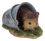 Hedgehog Rusty Pail Bucket - Garden Ornament - Indoor or Outdoor - Real Life