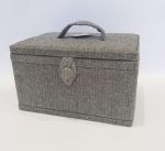 Herringbone Grey Medium Sewing Basket or Jewellery Box - Korbond