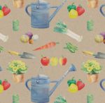 Garden Tools Vegetable Kraft Wrapping Paper 2 Sheets & Tags - Arty Penguin