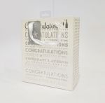 Congratulations White Silver Gift Bag - Medium 25cm x 21.5cm x 10cm