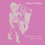 Happy Birthday Card - Cute Pony & Girl - Fantastic