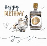 Birthday Card - Black & Gold Gin Drink Talking Pictures 