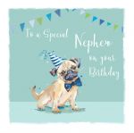 Birthday Card - Nephew - Pug Dog - The Wildlife Ling Design