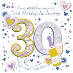 Wedding Anniversary Card - 30th Pearl - 3D Glitter - Talking Pictures