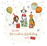 Birthday Card - December - Dogs Balloons - 3D Talking Pictures