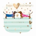 Wedding Anniversary Card - 1st First - Dachshund Dog - 3D - Talking Pictures