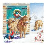 Christmas Card Pack - 4 Cards - Highland Cattle in the Snow - Ling Design