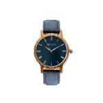 Elm Zebrano Wood & Blue Strap Mens Watch - Botanica 