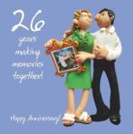 Wedding Anniversary Card - 26th Twenty Sixth 26 Years One Lump Or Two
