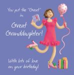 Birthday Card - Great Granddaughter Balloon - One Lump Or Two