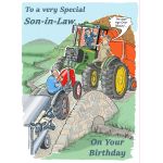 Birthday Card - Son in Law - Age Over Beauty - Farm Tractor - Funny Gift Envy