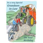 Birthday Card - Grandson in Law - Age Over Beauty - Farm Tractor - Funny Gift Envy