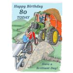 80th Birthday Card - Age Over Beauty - Farm Tractor - Funny Gift Envy