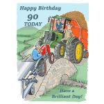 90th Birthday Card - Age Over Beauty - Farm Tractor - Funny Gift Envy