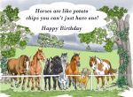 Birthday Card Horses Are Like Chips Cant Just Have One - Fence Equine - Gift Envy