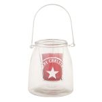 Christmas Glass Tealight Holder with Handle