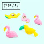 Flamingo Toucan Tropical Pushpins - Drawing Pins 