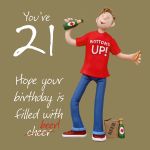 21st Male Birthday Card - Bottoms Up! Beer One Lump Or Two