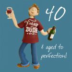 40th Male Birthday Card - Vintage Dude Aged to Perfection One Lump Or Two