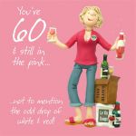 60th Female Birthday Card - Wine Drinking One Lump Or Two