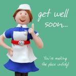 Get Well Soon Card - Nurse Humour Funny One Lump Or Two 