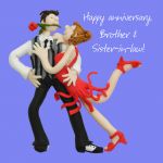 Wedding Anniversary Card - Brother & Sister in Law Funny One Lump Or Two