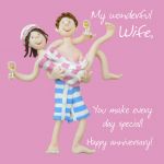 Wedding Anniversary Card - Wife Funny Humour One Lump Or Two