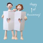 Wedding Anniversary Card - 1st First Paper One Lump Or Two