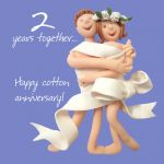 Wedding Anniversary Card - 2nd Second 2 Years Cotton One Lump Or Two