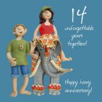 Wedding Anniversary Card - 14th Fourteenth 14 Years Ivory One Lump Or Two