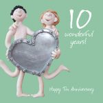 Wedding Anniversary Card - 10th Tenth 10 Years Tin One Lump Or Two