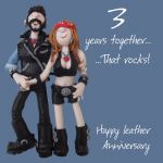 Wedding Anniversary Card - 3rd Third 3 Years Leather One Lump Or Two