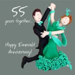 Wedding Anniversary Card - 55th Fifty Five 55 Years Emerald One Lump Or Two